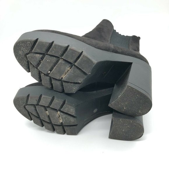 Asos Womens Ankle Chelsea Boots Block Heel Platform Faux Suede Black UK 5W US 7W - Picture 4 of 8